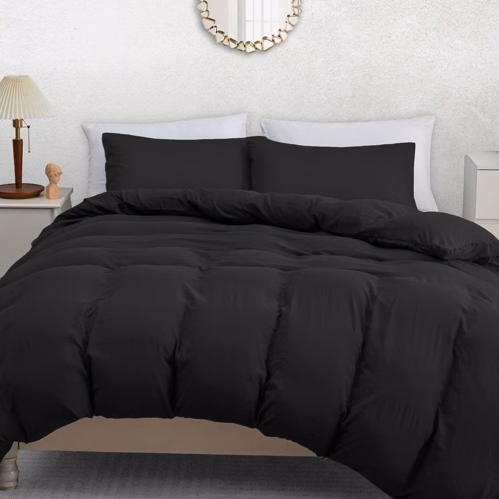 Grace Prewashed Microfibre Duvet Cover Set in Black, Super King Size – 4