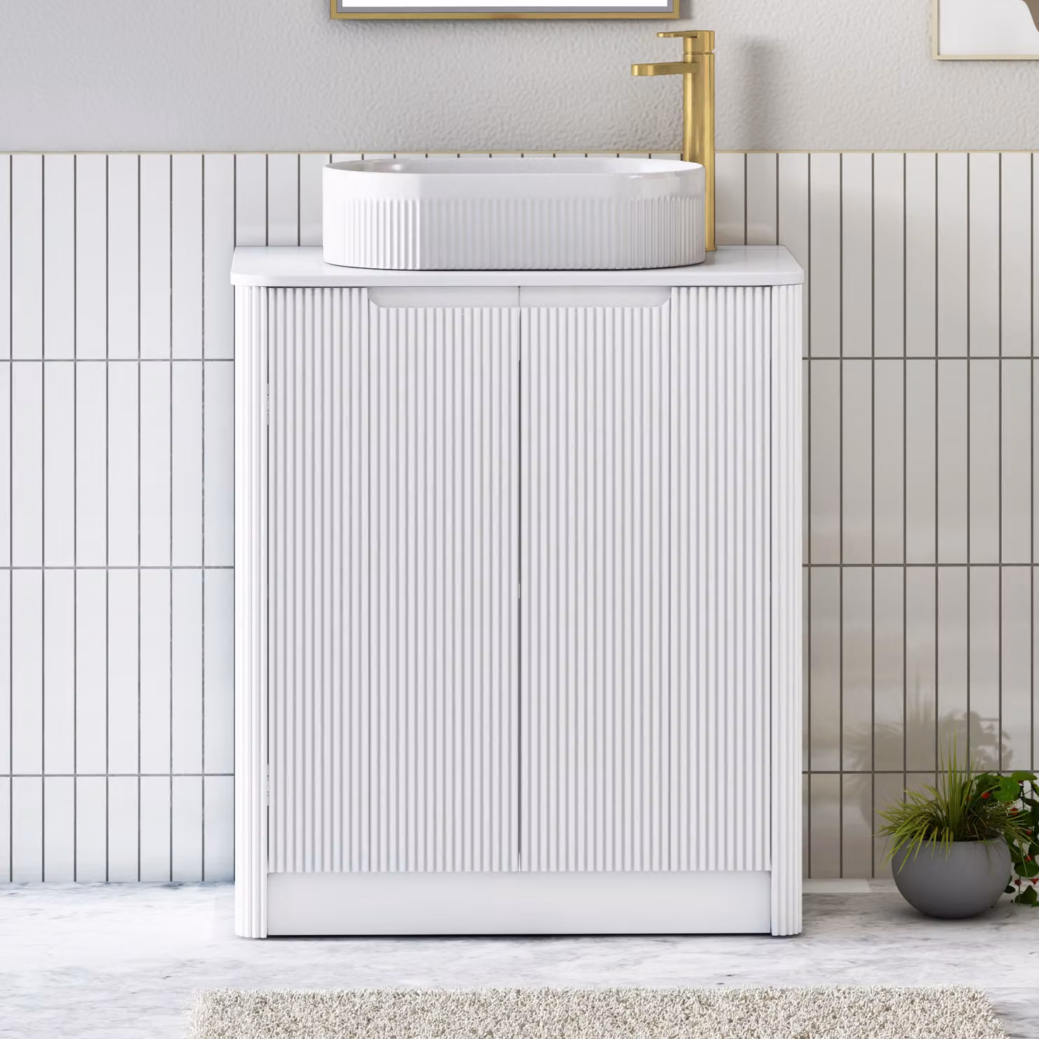 Royal Bathrooms Avenza 800mm Matt White Floor Standing 2 Door Vanity Unit with Lyon Basin