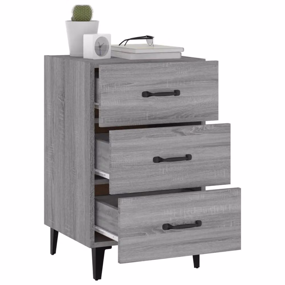 Berkfield Home Elegant Bedside Cabinet in Grey Sonoma, W/D/H: 40 x 40 x 66 cm – 3