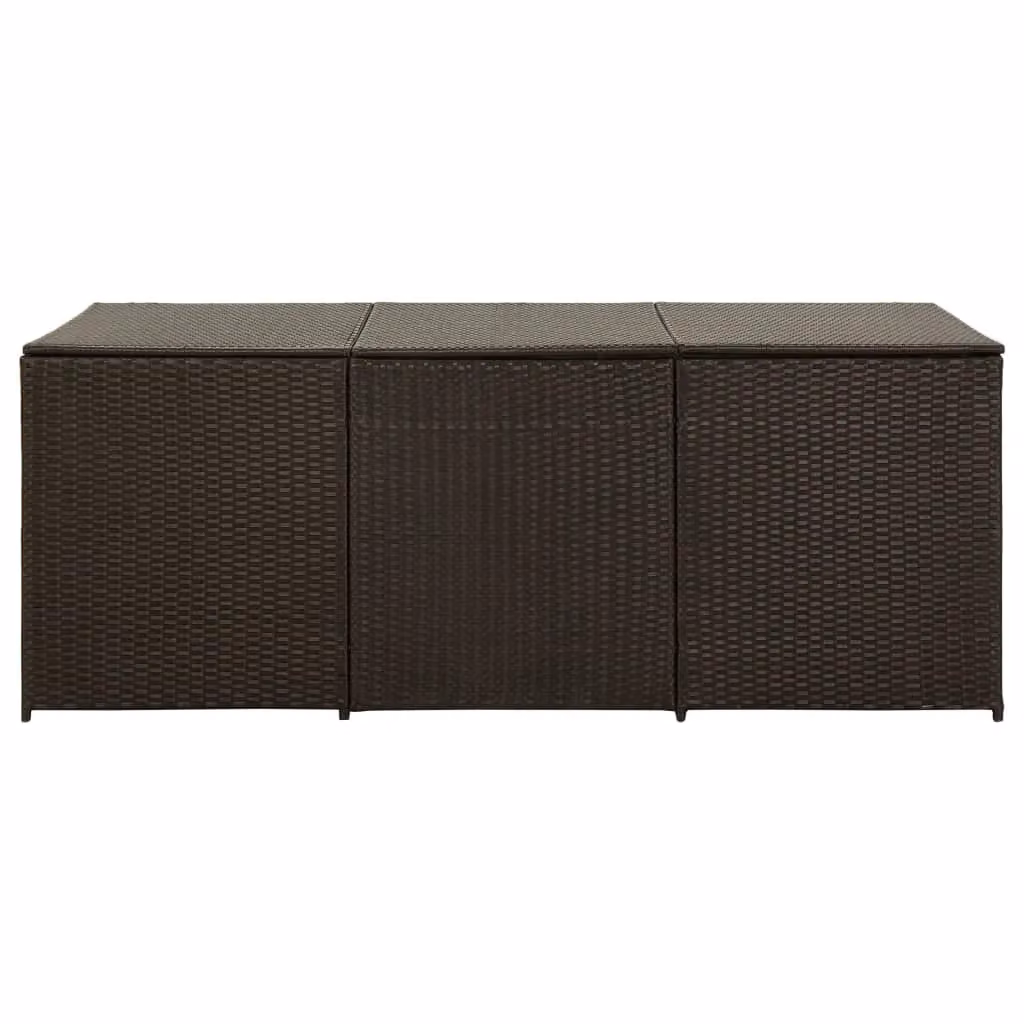 Berkfield Home Garden Poly Rattan and Steel Storage Box, Brown, W/D/H: 180 x 90 x 70 cm – 3