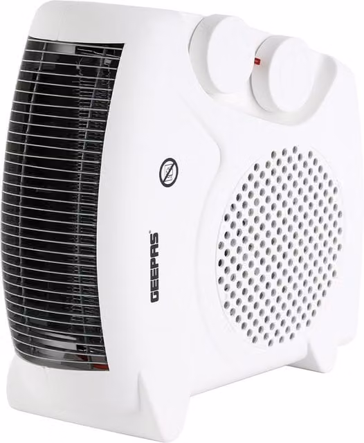 Geepas Portable 2000W Electric Fan Heater with Hot and Cold Air Settings in White