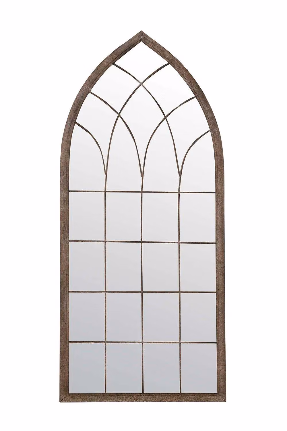 MirrorOutlet Dorset Rustic Arch Large Garden Wall Mirror with Metal Frame, Brown, H: 169 cm x W: 75 cm – 2