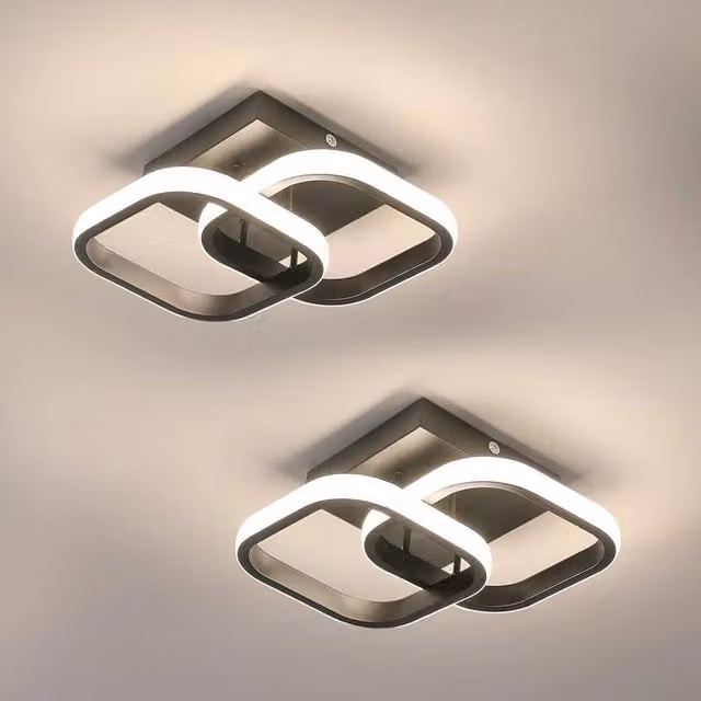 COMELY 22 W LED Square Ceiling Light, 2 Pack, Black, Natural Light