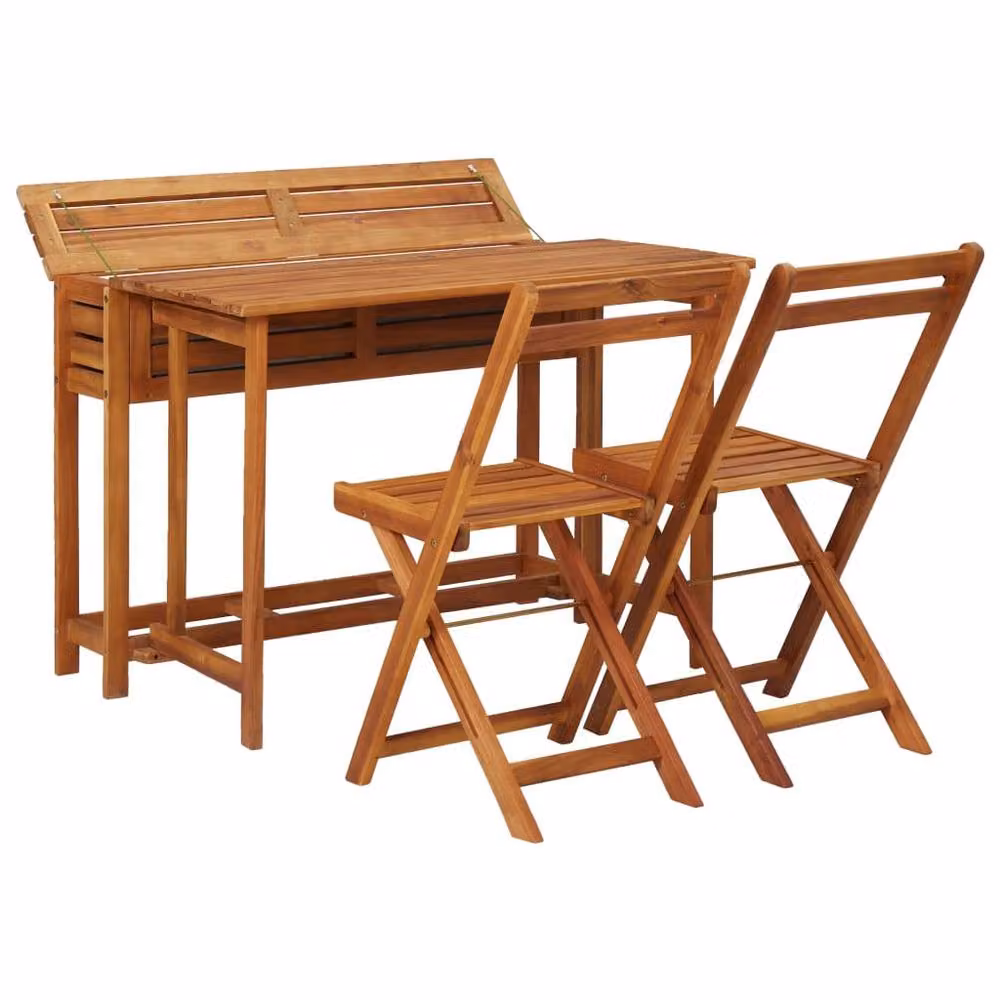 Berkfield Home Garden Planter Table with 2 Bistro Chairs in Brown Solid Acacia Wood – 2