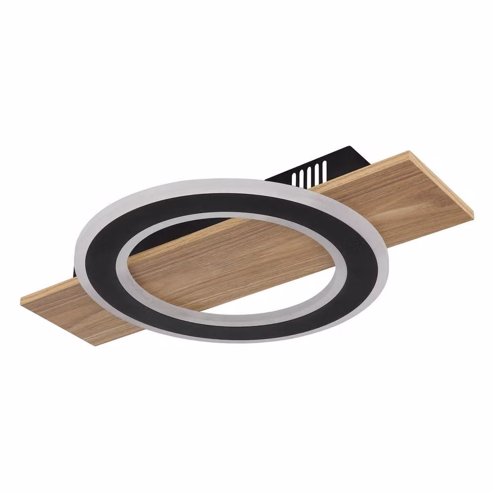 Netlighting Jayden Semi Flush Ceiling Light, Wood Look LED, Warm White 3000K, Brown and Black – 2