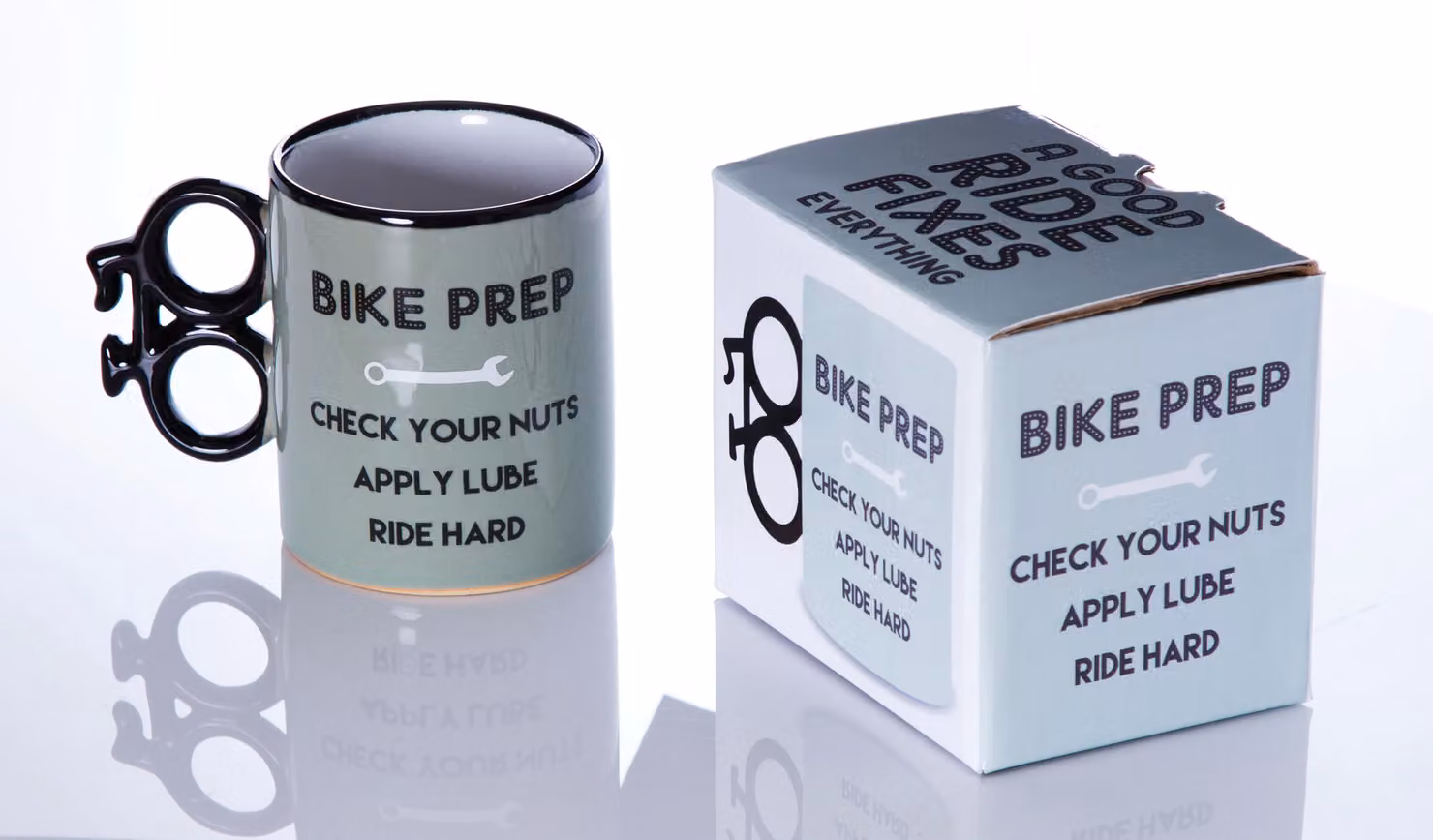 Boxer Gifts Men's Bike Prep Ceramic Mug in Grey, Green and Multicolour – 3