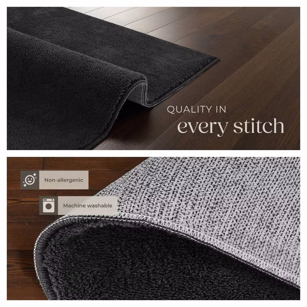 tectake Fluffy Black Rectangular Rug with Non-Slip Underside, W/D: 120 x 170 cm – 5