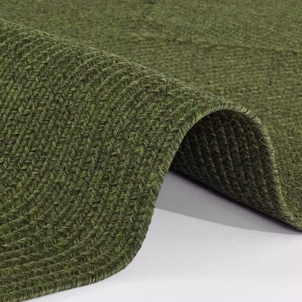 THE RUGS Trenzado Braided Indoor Outdoor Polypropylene Rug in Green, W: 200 cm, D: 290 cm – 2