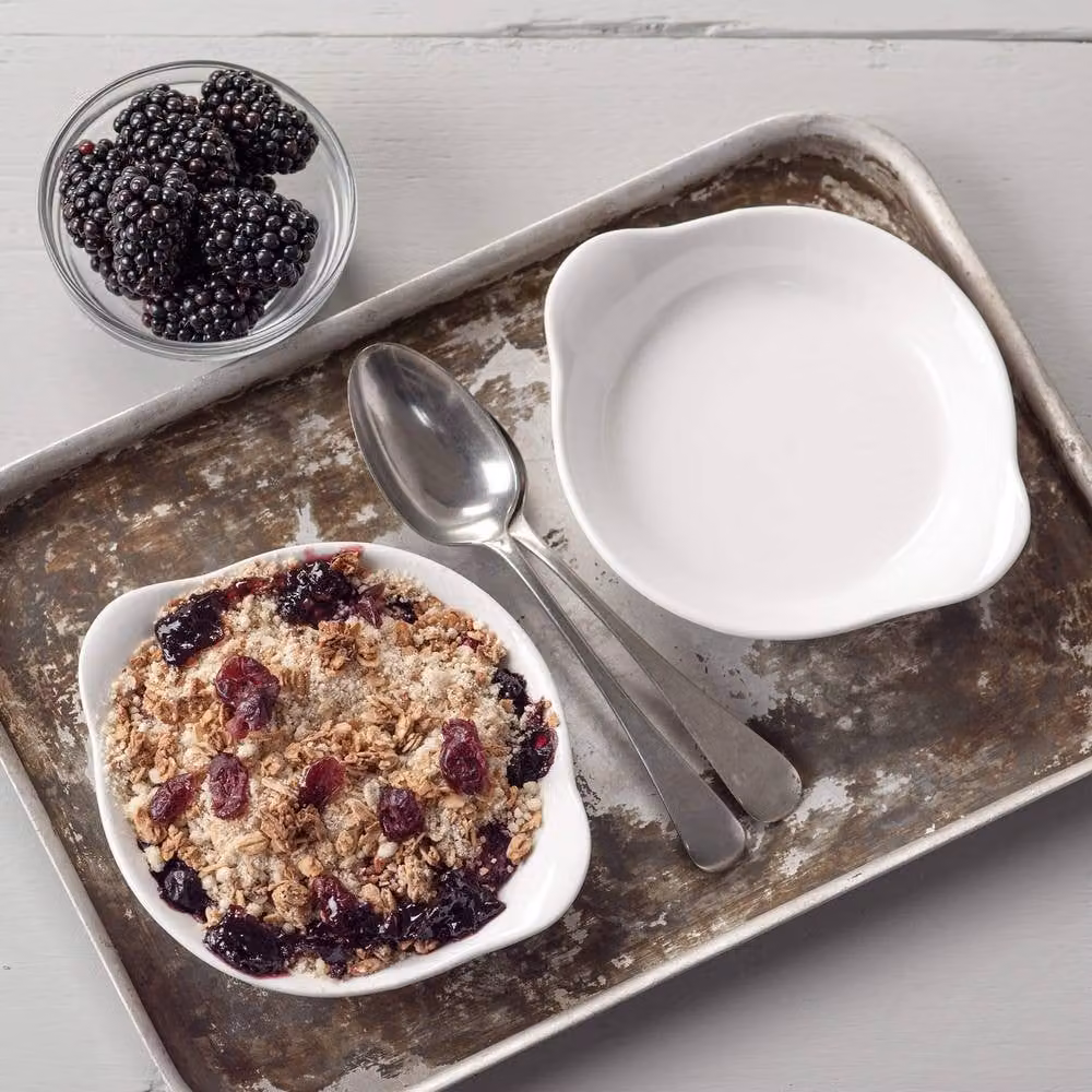 WM Bartleet & Sons Porcelain Round Gratin Dish Set of 2, White, Diameter: 15 cm – 4