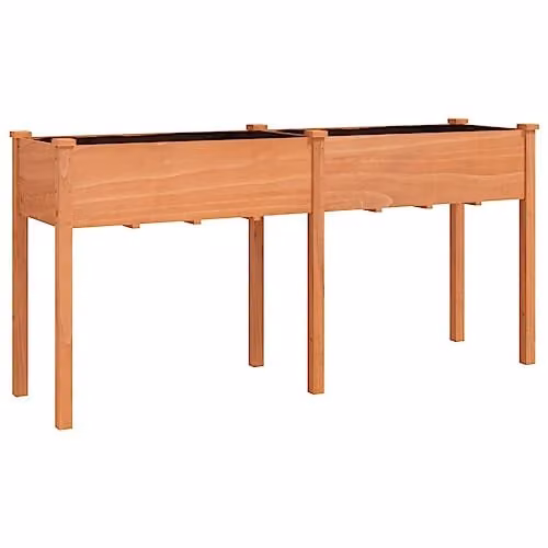 vidaXL Solid Wood Fir Planter with Liner, Brown, W: 161 cm, D: 45 cm, H: 76 cm