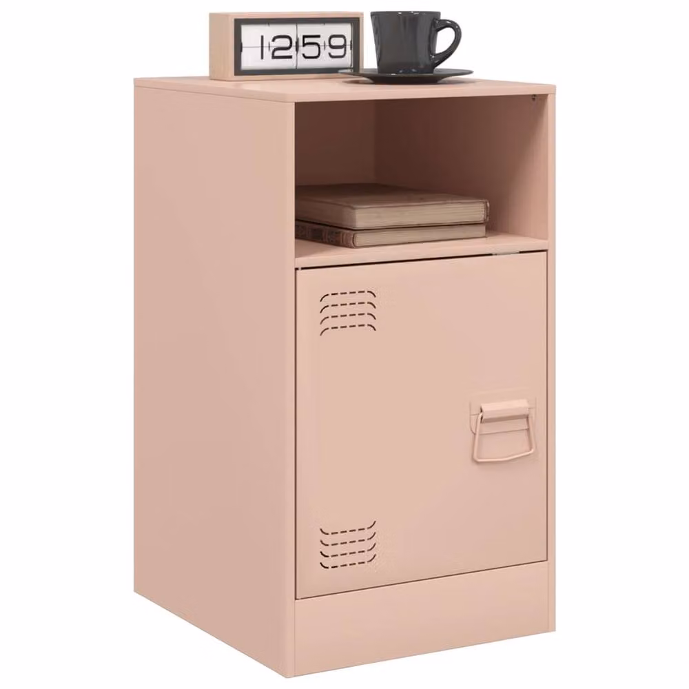 Berkfield Home Set of 2 Pink Metal Bedside Cabinets, W/D/H: 34.5 x 39 x 62 cm – 2