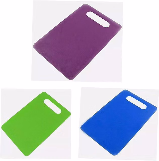 MantraRaj Non-Slip Multicolour Plastic Chopping Board Set, 3 Pieces, Reversible and Dishwasher Safe