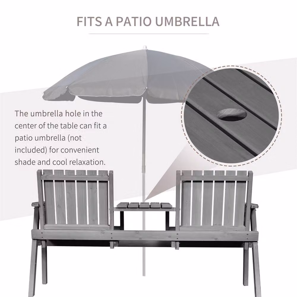Nordara Antique Wooden 2 Seater Garden Bench in Grey, W: 100 cm, D: 80 cm, H: 80 cm – 2