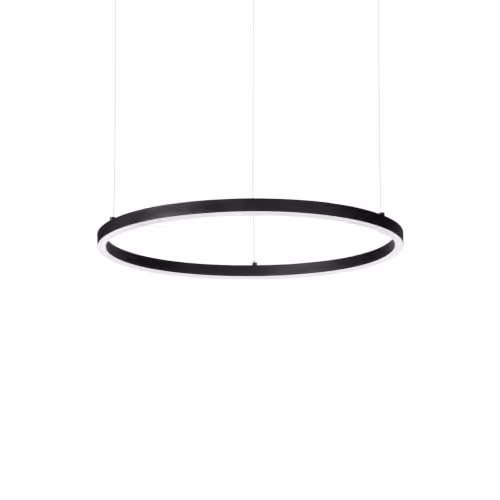 Ideal Lux Oracle Slim Round Integrated LED Pendant Ceiling Light, Black, Diameter: 50 cm, 2700K Warm White