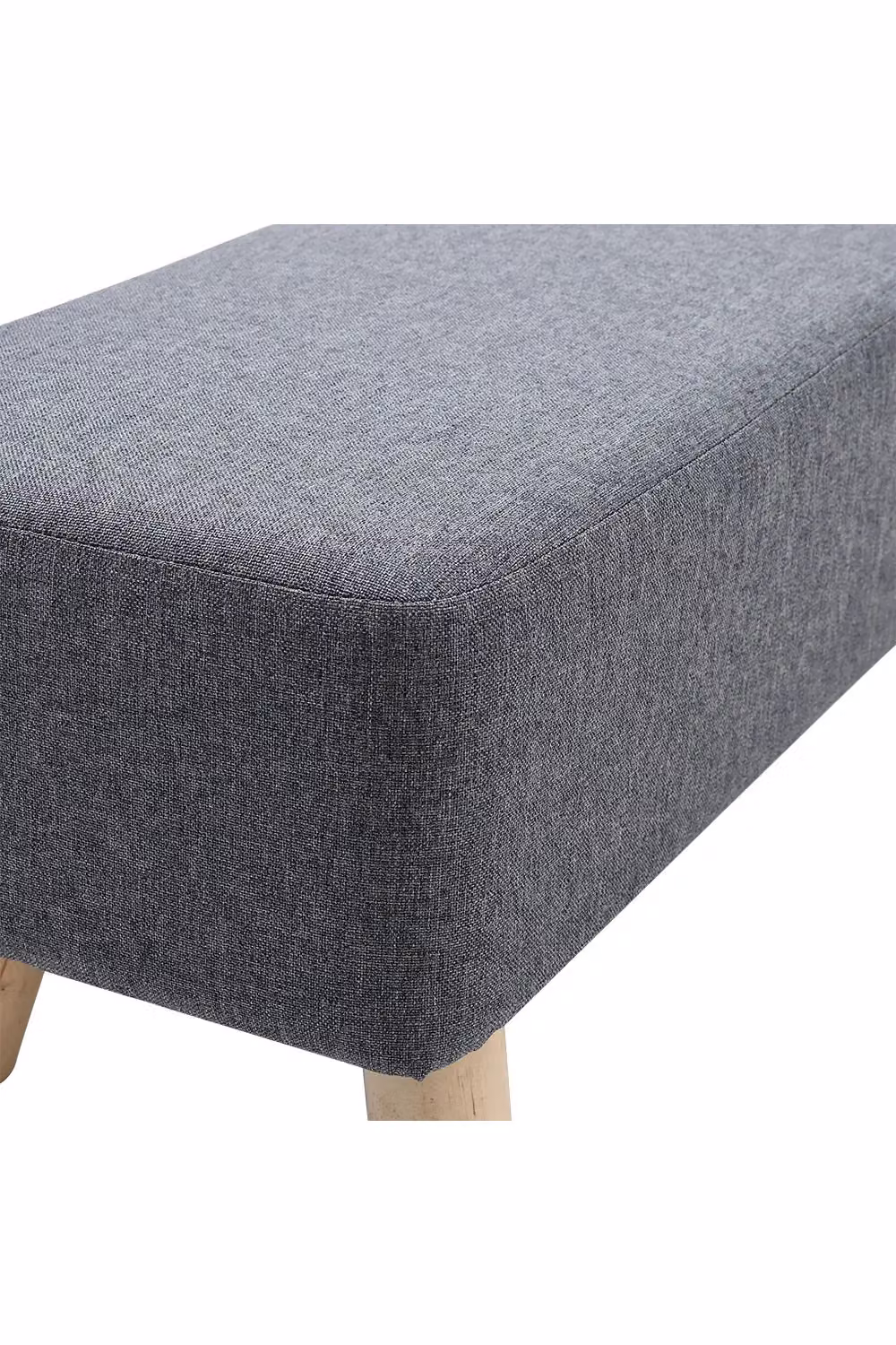 H&O Direct Modern Rectangular Linen Upholstered Footrest with Pine Wood Frame in Grey – 3