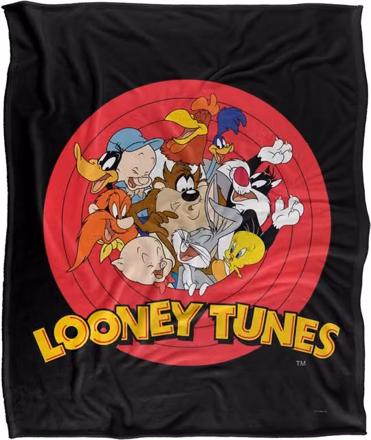 Warner Brothers Looney Tunes Silky Touch Super Soft Fleece Throw Blanket, Multicolour, W: 152 cm, D: 127 cm