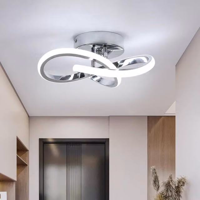 Goeco Modern Flower Design LED Ceiling Light in Silver, 6500K Cool White – 1