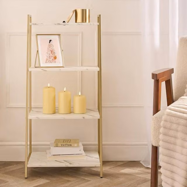 OHS Manhattan 4 Tier Modern Metal Wire Shelving Unit Storage Organiser in Gold