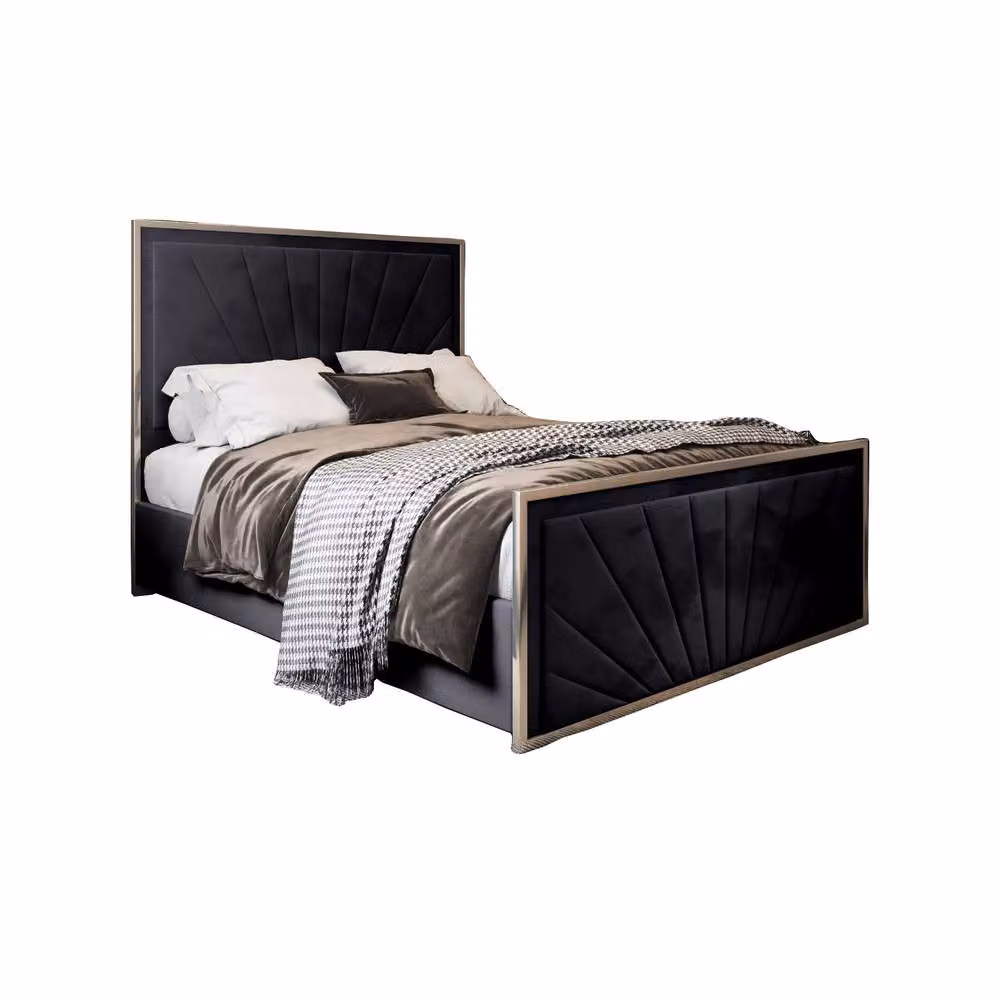 KDMD Waddington King Size Upholstered Velvet Designer Bed Frame in Black – 2