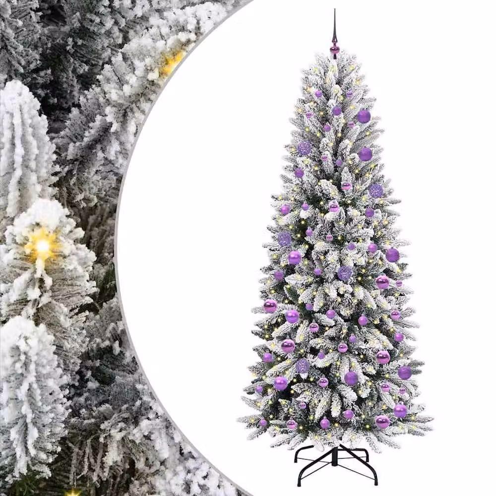 Berkfield Home Green Artificial Christmas Tree with 300 White LEDs, W/D/H: 78 x 78 x 210 cm – 3