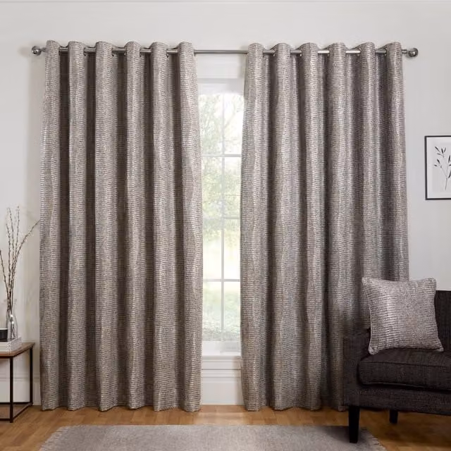 Divante Silver Opaque Eyelet Fabric Panel Curtain, Height: 229 cm