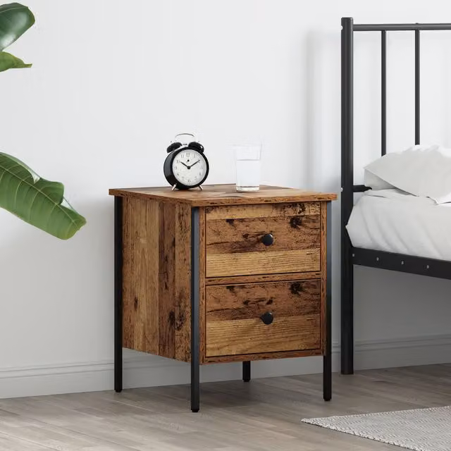 Berkfield Home Rustic Bedside Cabinet in Brown, W/D/H: 40 x 42 x 50 cm