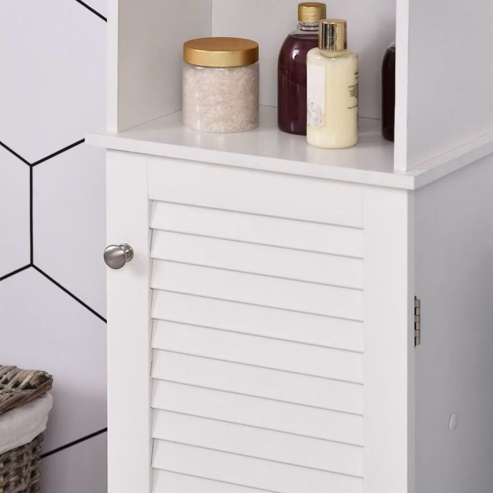 Wyld Haus Nesaco Slim Tall Bathroom Storage Cabinet in White with Roll Shutter Door – 4