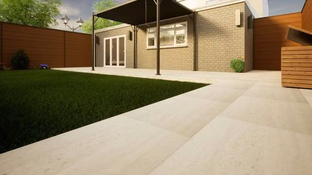 PBSL Group Faro Porcelain Paving, Beige, W: 900 mm, D: 600 mm, H: 20 mm, Pack of 2