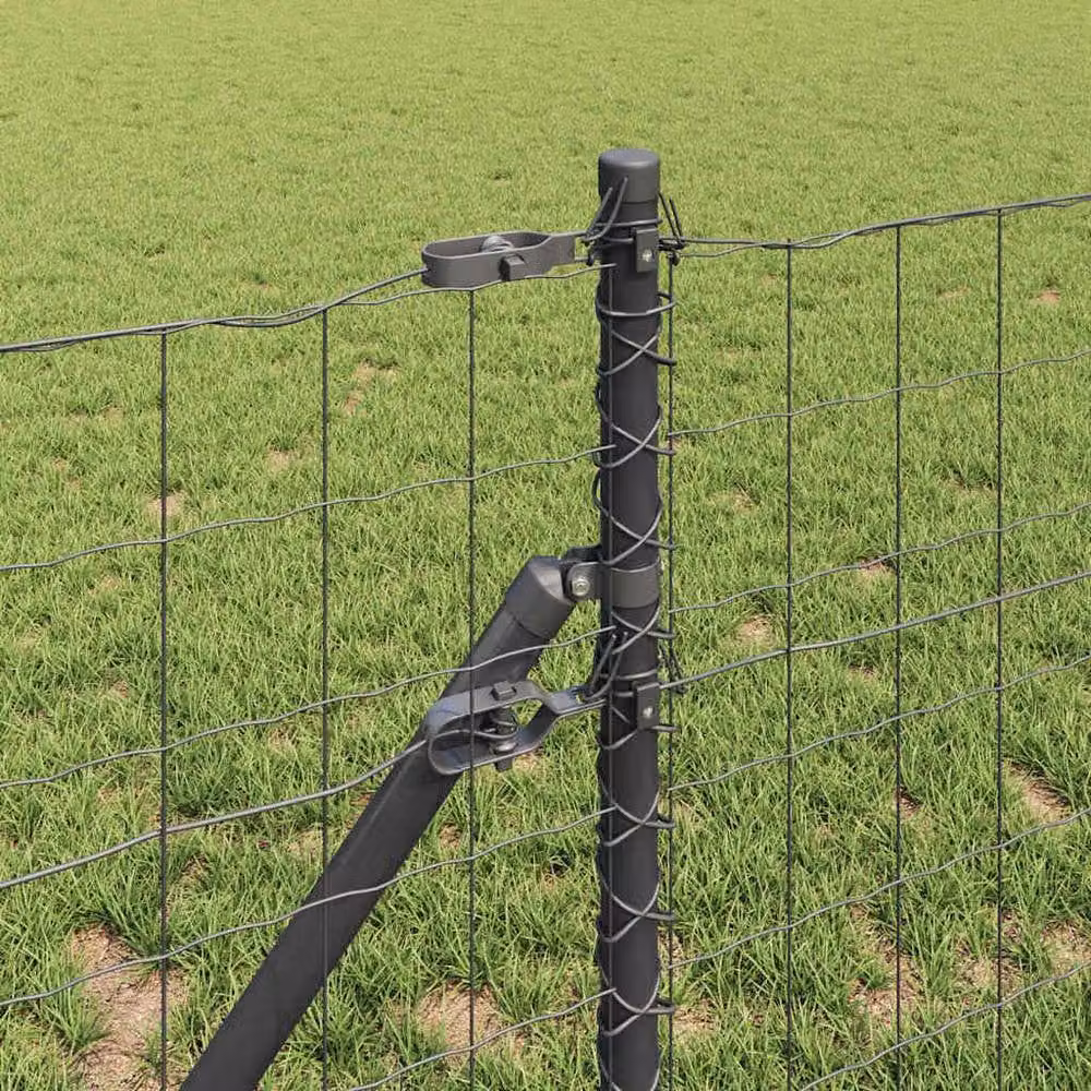 Berkfield Home Euro Fence with 7 Posts, Grey Galvanised Steel, 0.8 x 10 m – 3