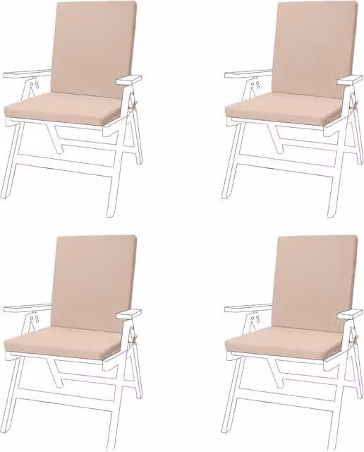 Gardenista Water Repellent Outdoor High Back Garden Chair Seat Cushion Pad with Ties in Beige