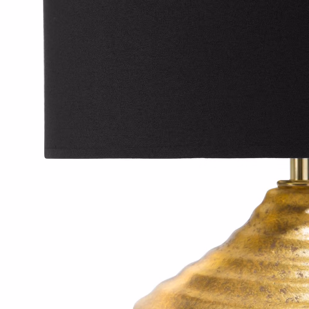 Wyld and Coco Gold Ceramic Table Lamp with Fabric Shade, Height: 42 cm – 5