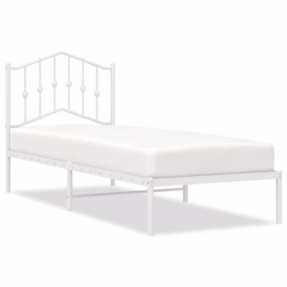 Berkfield Home Metal Bed Frame with Headboard in White, W/D/H: 75 x 190 cm Small Single – 2