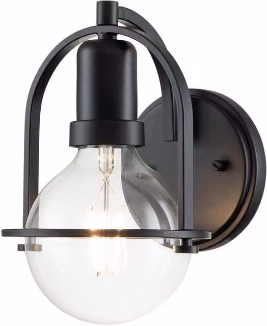 Hinkley Somerset Vintage Black Metal Wall Lamp with Transparent Glass Ring – 1