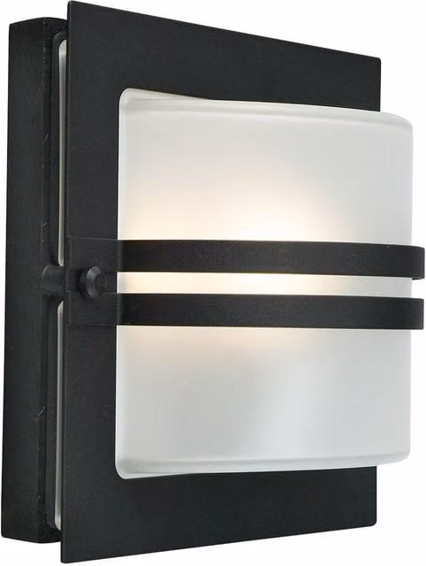 Netlighting Bern Black Outdoor Wall Light with Frosted Glass and E27 Socket, IP65 Rated