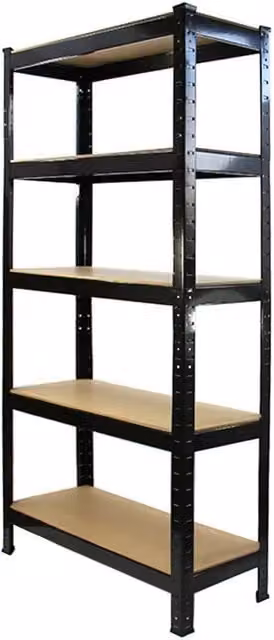 Monstershop Heavy Duty 5 Tier Metal and MDF Shelving Unit, Black, W: 75 cm, D: 30 cm, H: 150 cm – 1