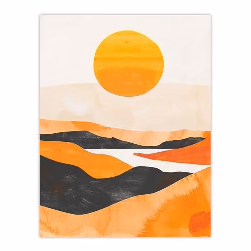 Artery8 Abstract Scottish Highland Landscape Boho Sunset Wall Art Poster Print, Multicolour, 46 x 61 cm – 1