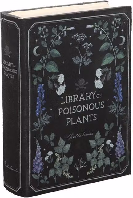 KDMK Poisonous Plants Book Shaped Storage Box with Lid, Black Wood Hidden Treasure Organiser
