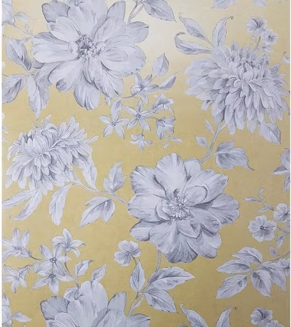 The Crown Lucia Floral Botanical Wallpaper in Yellow and White