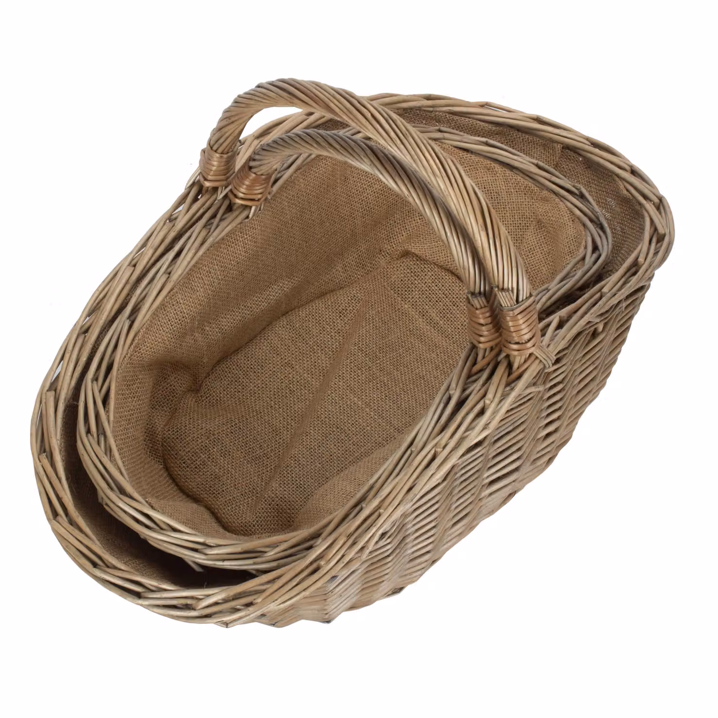 Red Hamper Antique Wash Harvesting Wicker Trug Baskets, Set of 2, Grey, 30 cm – 2