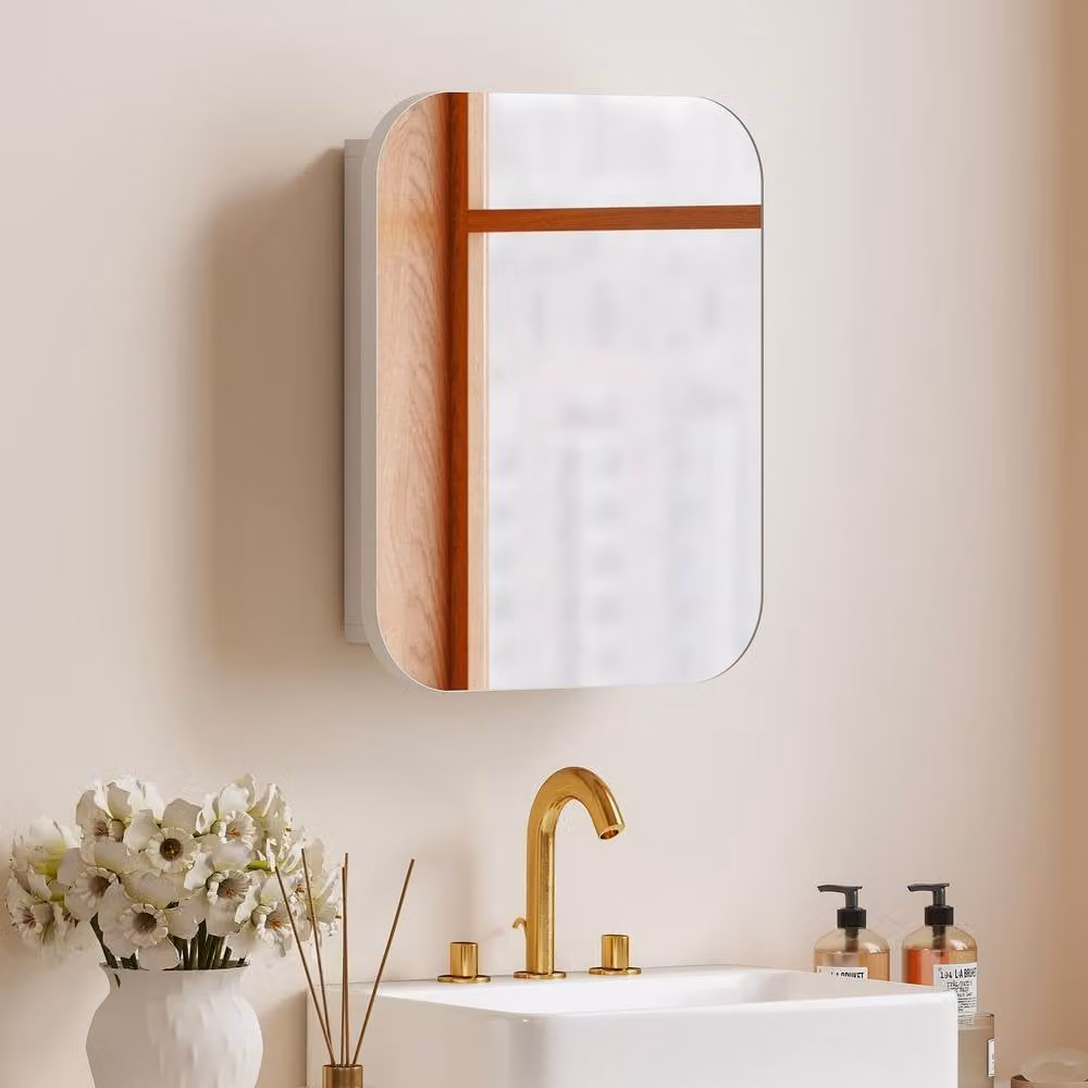 HOMCOM Modern Wall Mounted White Bathroom Cabinet with Glass Hinged Soft Close Doors and Internal Shelves – 1