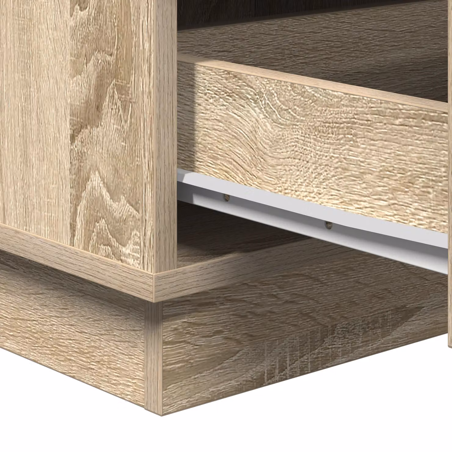 Berkfield Home Bedside Cabinet with Integrated LED in Sonoma Oak and Beige, W: 39 cm, D: 34.5 cm, H: 65 cm – 2