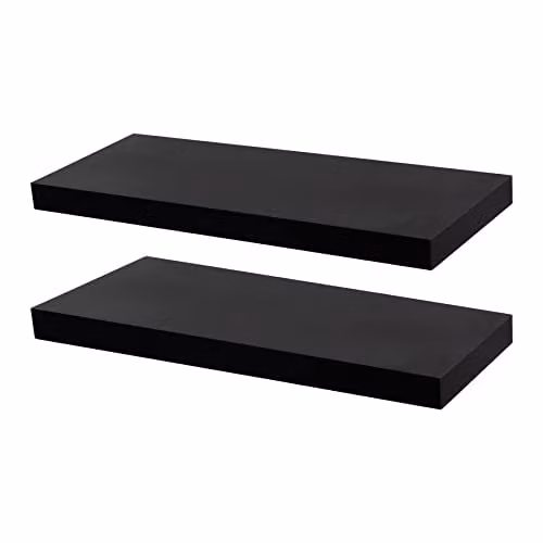 Harbour Housewares Modern Floating Wall Shelves in Black, Pack of 2, Width: 60 cm