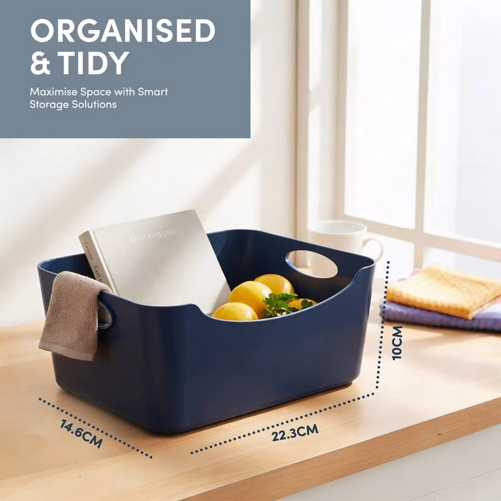 Keplin 5 Pack Plastic Storage Baskets with Handles in Blue, W/D/H: 22.3 x 14.8 x 10 cm – 7