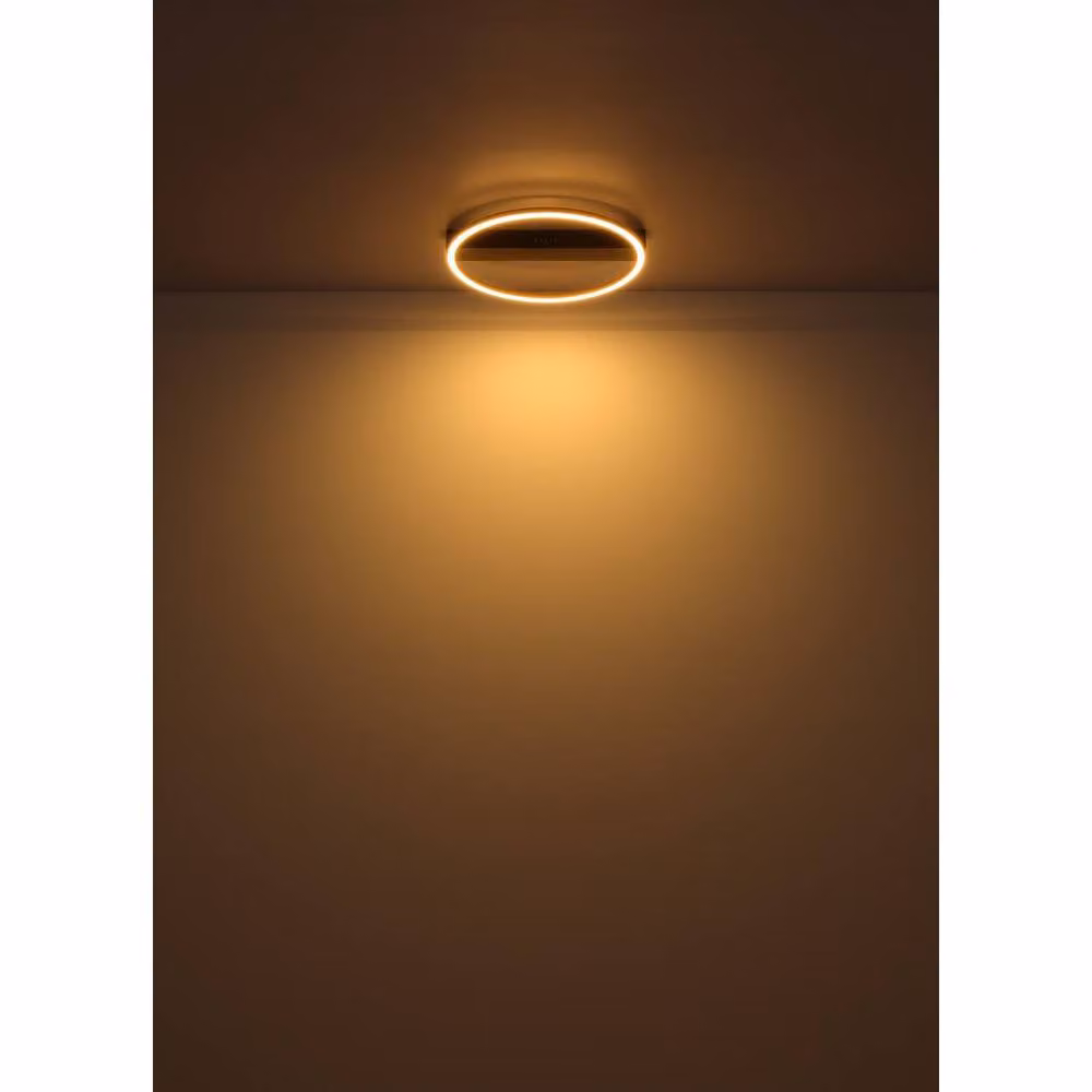 Netlighting Luffy Integrated LED Semi Flush Ceiling Light in Black and Gold/Brass with Warm White 3000K Light – 3