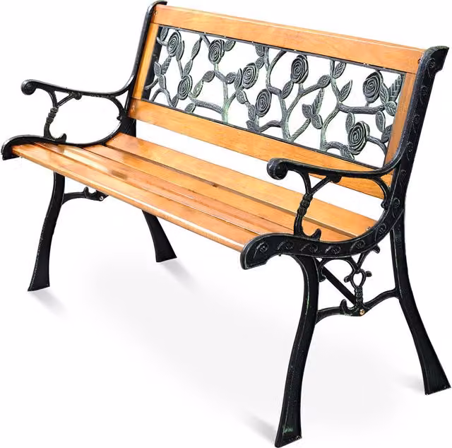 Costway Brown Vintage Outdoor Garden Bench Loveseat in Wood and Metal