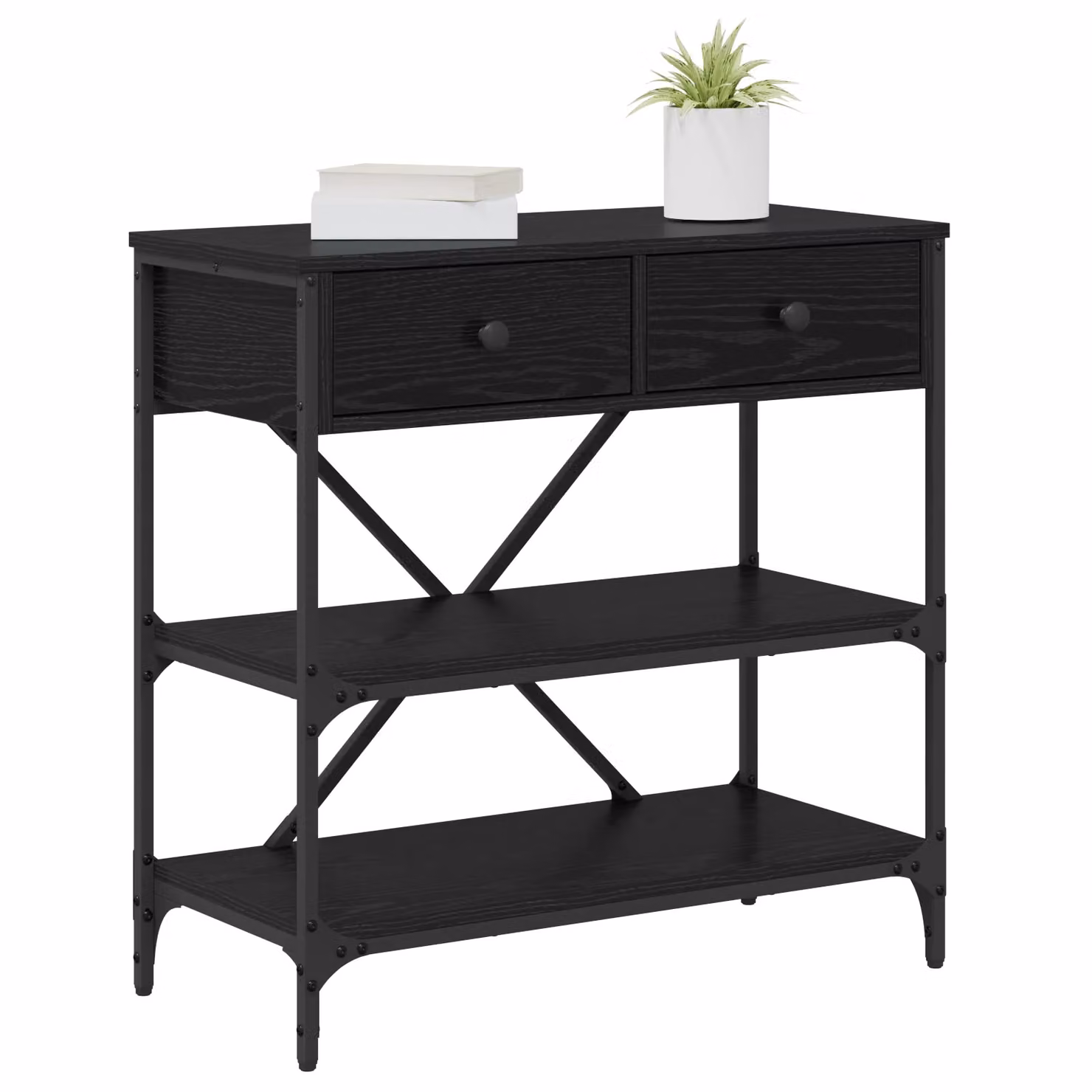 Berkfield Modern Black Oak Console Table, W/D/H: 75 x 34.5 x 75 cm – 3