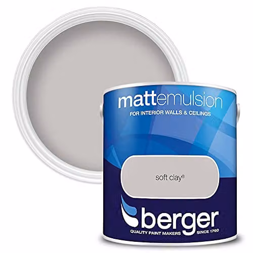 Berger Matt Emulsion Water Based Paint in Soft Clay Beige, 2.5 l