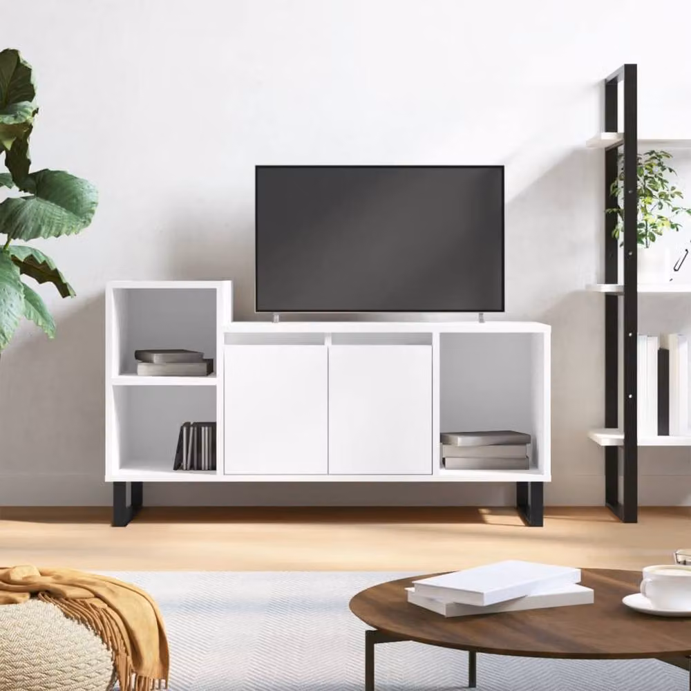 Berkfield Home Modern High Gloss White TV Cabinet W/D/H: 100 x 35 x 55 cm – 2