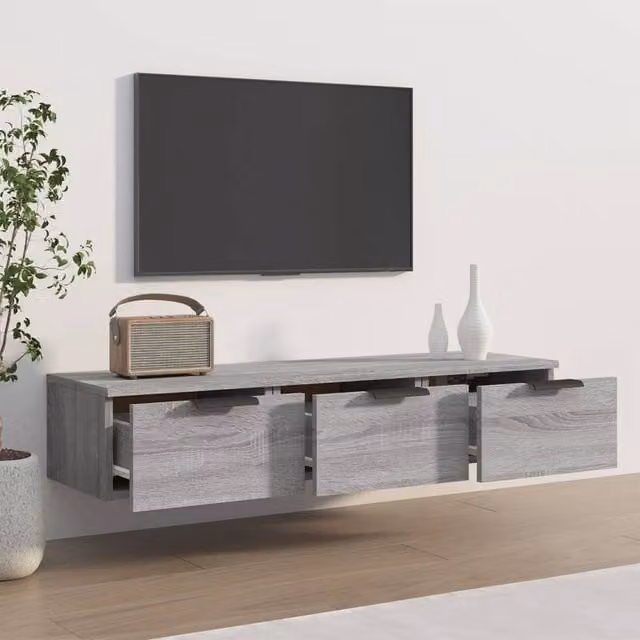 Berkfield Home Wall Mounted Cabinet in Grey Sonoma, W: 102 cm, D: 30 cm, H: 20 cm