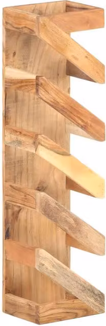 Berkfield Home Wall Mounted 5 Bottle Wine Rack in Brown Solid Acacia Wood